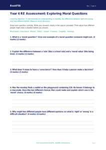 Free Moral Questions Assessment | Year 4 Core | BookFlik