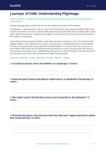 Free Pilgrimage Comprehension | Year 4 Core | BookFlik