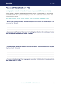 Free Places Of Worship Template | Year 4 Core | BookFlik