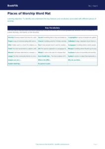 Free Places Of Worship Word Mat | Year 4 Core | BookFlik