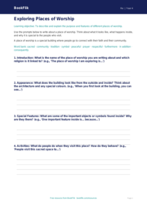 Free Places Of Worship Writing Frame | Year 4 Core | BookFlik