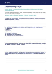 Free Prayer Worksheet | Year 4 Core | BookFlik