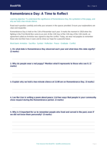Free Remembrance Day Assessment | Year 4 Core | BookFlik