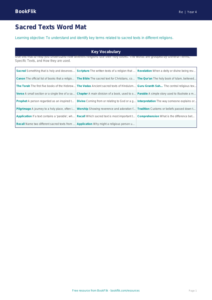Free Sacred Texts Word Mat | Year 4 Core | BookFlik