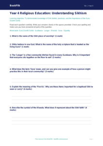 Free Sikhism Assessment | Year 4 Core | BookFlik