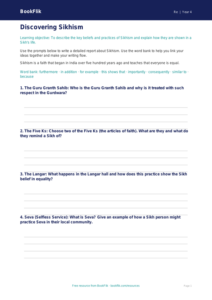 Free Sikhism Writing Frame | Year 4 Core | BookFlik