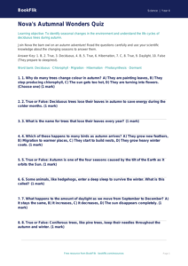 Free Autumn Science Quiz | Year 4 Core | BookFlik