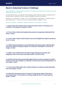 Free Autumn Science Quiz | Year 4 Greater Depth | BookFlik