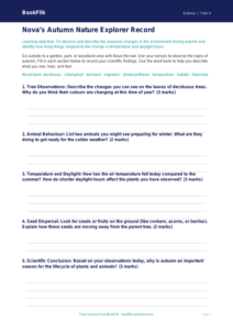Free Autumn Science Template | Year 4 Core | BookFlik