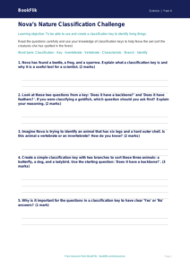 Free Classification Keys Worksheet | Year 4 Core | BookFlik