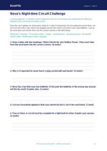 Free Electricity Activity Sheet | Year 4 Core | BookFlik