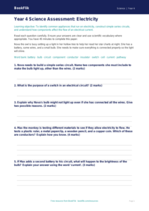 Free Electricity Assessment | Year 4 Core | BookFlik
