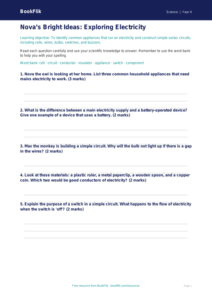 Free Electricity Worksheet | Year 4 Core | BookFlik