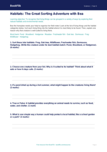 Free Habitats Activity Sheet | Year 4 Core | BookFlik