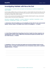 Free Habitats Writing Frame | Year 4 Greater Depth | BookFlik