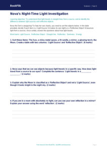 Free Light Activity Sheet | Year 4 Core | BookFlik