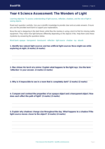 Free Light Assessment | Year 4 Greater Depth | BookFlik