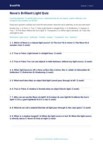 Free Light Quiz | Year 4 Core | BookFlik