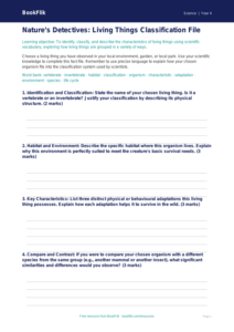 Free Living Things Template | Year 4 Greater Depth | BookFlik
