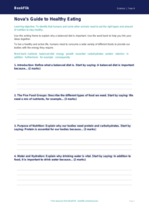 Free Nutrition Writing Frame | Year 4 Core | BookFlik