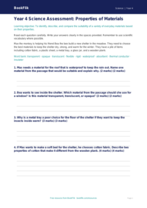 Free Properties Of Materials Assessment | Year 4 Core | BookFlik