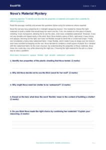 Free Properties Of Materials Comprehension | Year 4 Core | BookFlik