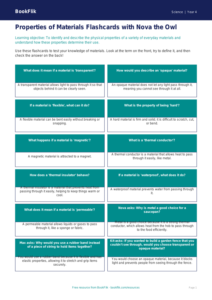Free Properties Of Materials Flashcards | Year 4 Core | BookFlik