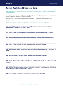 Free Rocks Quiz | Year 4 Science Worksheet | BookFlik