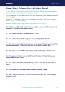 Free Sound Quiz | Year 4 Science Worksheet | BookFlik