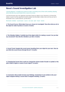 Free Sound Template | Year 4 Science Worksheet | BookFlik