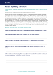Free Space Comprehension Worksheet | Year 4 Core | BookFlik