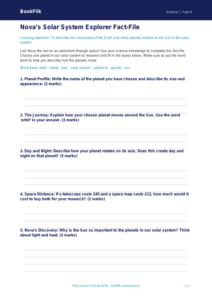 Free Space Worksheet for Year 4 | Science Curriculum | BookFlik