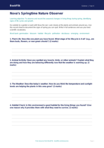 Free Spring Science Worksheet | Year 4 Curriculum | BookFlik