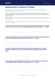 Free Spring Science Writing Frame | Year 4 Core | BookFlik