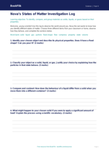 Free States Of Matter Template | Year 4 Greater Depth | BookFlik