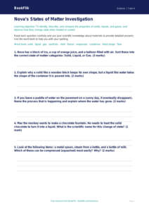 Free States Of Matter Worksheet | Year 4 Core | BookFlik