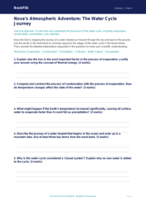 Free Water Cycle Activity Sheet | Year 4 Greater Depth | BookFlik