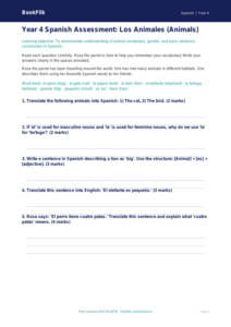 Free Animals Assessment | Year 4 Core | BookFlik