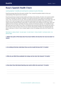 Free Body Parts Comprehension | Year 4 Core | BookFlik