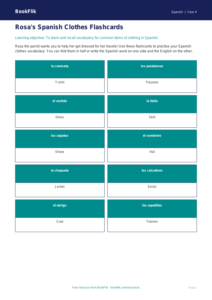 Free Clothes Flashcards | Year 4 Core | BookFlik