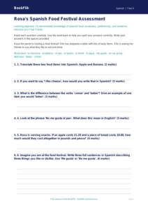 Free Food Assessment | Year 4 Core | BookFlik