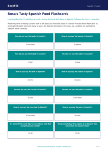 Free Food Flashcards | Year 4 Core | BookFlik