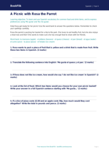 Free Food Worksheet | Year 4 Core | BookFlik