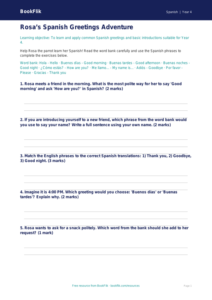 Free Greetings Worksheet | Year 4 Core | BookFlik