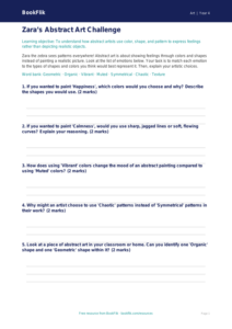 Free Abstract Art Activity Sheet | Grade 3 | Art | BookFlik