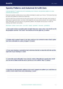 Free Halloween Art Worksheet for Grade 3 Students | BookFlik