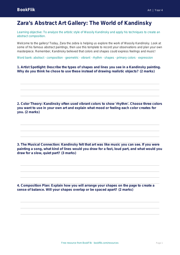 Art kandinsky template grade 3 core worksheet preview — Art Kandinsky
