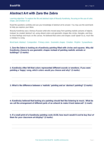 Free Kandinsky Worksheet | Grade 3 | Art | BookFlik