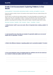 Free Pattern Assessment | Grade 3 | Art | BookFlik