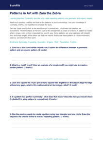 Free Pattern Worksheet | Grade 3 | Art | BookFlik